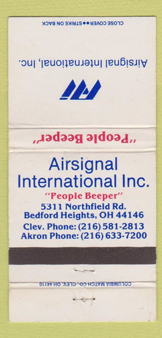 Matchbook Cover - Airsignal International Bedford Heights OH WEAR 30 Strike