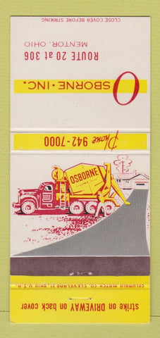 Matchbook Cover - Osborne Concrete Mentor OH 30 Strike
