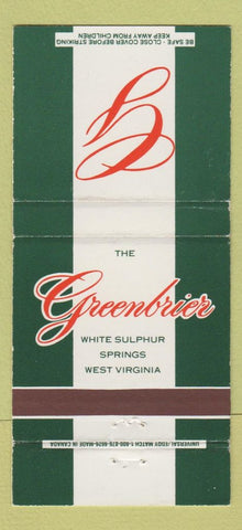 Matchbook Cover - Greenbrier White Sulphur Springs WV 30 Strike