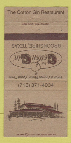 Matchbook Cover - Cotton Gin Restaurant Brookshire TX 30 Strike