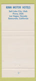 Matchbook Cover - Rinn Motor Hotels Salt Lake City Provo UT  30 Strike