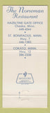 Matchbook Cover The Norseman Restaurant Chaska MN Cokato St Bonifacius 30 Strike
