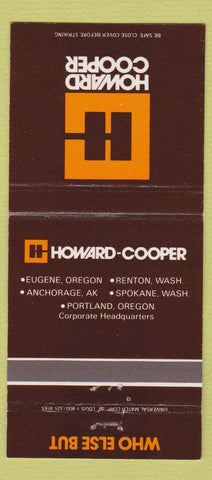 Matchbook Cover - Howard Cooper Eugene Portland OR Renton Spokane WA 30 Strike