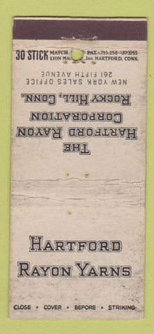 Matchbook Cover - Hartford Rayon Yarns Rocky Hill CT WORN 30 Stick