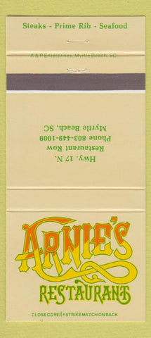 Matchbook Cover - Arnie's Restaurant Myrtle Beach SC 30 Strike