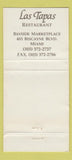 Matchbook Cover - Las Tapas Spanish Restaurant Miami FL WEAR 30 Strike