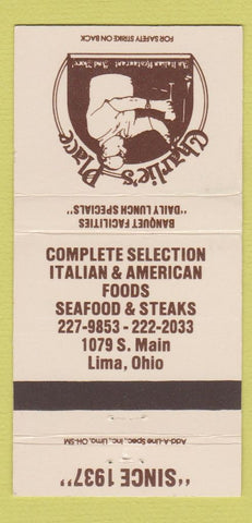Matchbook Cover - Charlie's Place Restaurant Lima OH WEAR 30 Strike