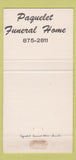 Matchbook Cover - Paquelet Funeral Home Louisville OH 30 Strike