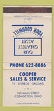 Matchbook Cover - Coopers Sales Service TV Organs Coshocton OH 30 Strike