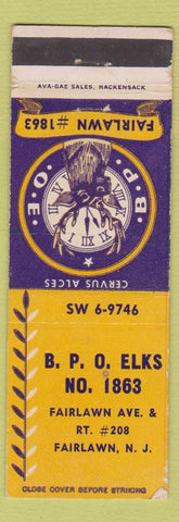 Matchbook Cover - Elks Lodge Fairlawn NJ #1