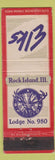 Matchbook Cover - Elks Lodge Rock Island IL
