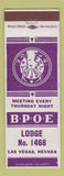 Matchbook Cover - Elks Lodge Las Vegas NV