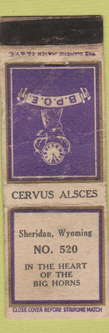 Matchbook Cover - Elks Lodge Sheridan WY WORN