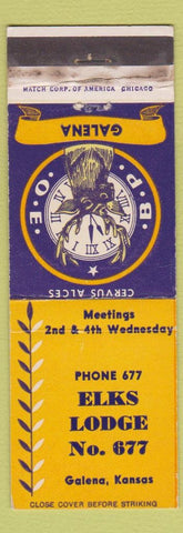 Matchbook Cover - Elks Lodge Galena KS WEAR