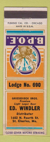 Matchbook Cover - Elks Lodge St Charles MO Griesedieck Beer