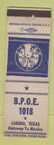 Matchbook Cover - Elks Lodge Laredo TX