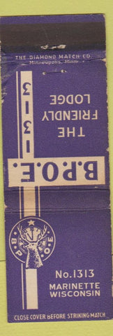 Matchbook Cover - Elks Lodge Marinette WI WORN