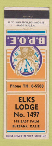 Matchbook Cover - Elks Lodge Burbank CA