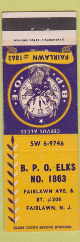 Matchbook Cover - Elks Lodge Fairlawn NJ
