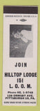 Matchbook Cover - Moose Lodge Pittsburgh PA SAMPLE
