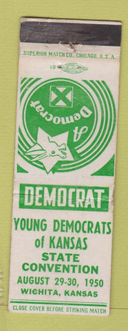 Matchbook Cover - Young Democrats of Kansas 1950 Wichita KS WEAR