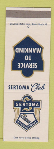 Matchbook Cover - Sertoma International Club SAMPLE