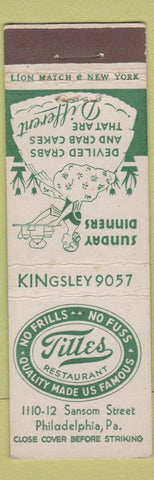 Matchbook Cover - Tilles Restaurant Philadelphia PA girlie