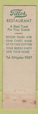 Matchbook Cover - Tilles Restaurant Philadelphia PA girlie