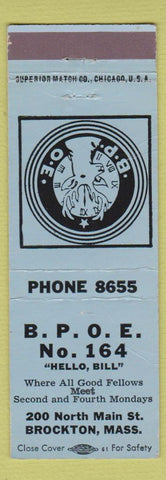 Matchbook Cover - Elks Club Brockton MA WORN CREASES