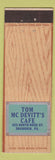 Matchbook Cover - Tom McDevitt's Cafe Shamokin PA WEAR
