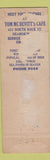 Matchbook Cover - Tom McDevitt's Cafe Shamokin PA WEAR