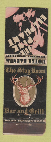 Matchbook Cover - Hotel Barnum Bridgeport CT Pink Elephant CREASE