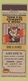 Matchbook Cover - Archie's Restaurant Mount Jewett PA Federal
