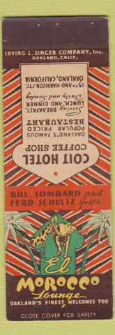 Matchbook Cover - El Morocco Lounge Coit Hotel Oakland CA SAMPLE