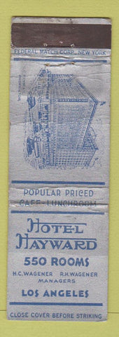 Matchbook Cover - Hotel Hayward Los Angeles CA FEDERAL LONG WEAR