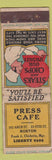 Matchbook Cover - Press Cafe Boston MA FEDERAL LONG WORN