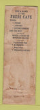 Matchbook Cover - Press Cafe Boston MA FEDERAL LONG WORN
