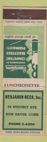 Matchbook Cover - Benjamin Beck New Haven CT Drug Store