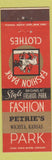 Matchbook Cover - Fashion Park Clothes Petrie's Wichita KS Federal