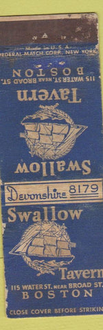 Matchbook Cover - Swallow Tavern Boston MA WORN