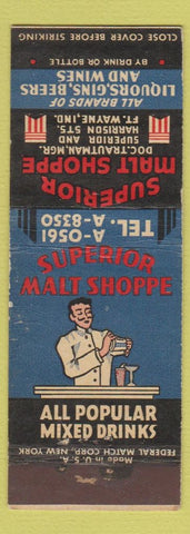 Matchbook Cover - Superior Malt Shoppe Fort Wayne IN Federal