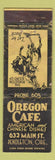 Matchbook Cover - Oregon Cafe Pendleton OR WORN low phone