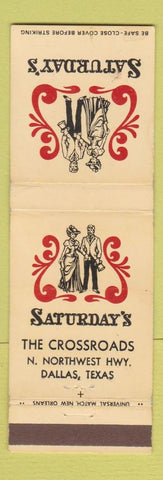 Matchbook Cover - Saturday's Dallas TX WEAR