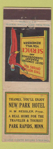 Matchbook Cover - New Park Hotel Park Rapids MN Federal