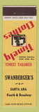 Matchbook Cover - Timely Clothes Swanberger's Santa Ana CA Federal