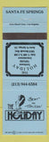 Matchbook Cover - The Holiday Strip Club Santa Fe Springs CA girlie #924