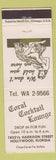Matchbook Cover - Coral Cocktail Lounge Hollywood FL girlie