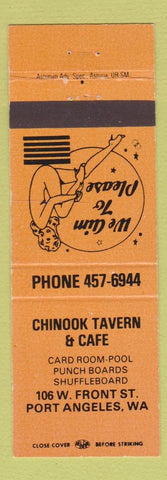 Matchbook Cover - Chinook Tavern Cafe Port Angeles WA girlie ORANGE