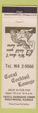 Matchbook Cover - Coral Cocktail Lounge Hollywood FL girlie