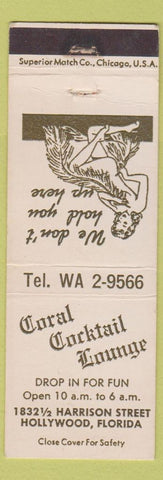 Matchbook Cover - Coral Cocktail Lounge Hollywood FL girlie